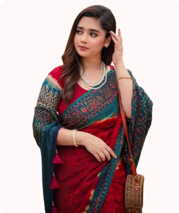 বাটিক ডিজাইনের ডিজিটাল প্রিন্ট শাড়ি